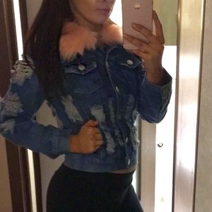 Ripped style denim jacket